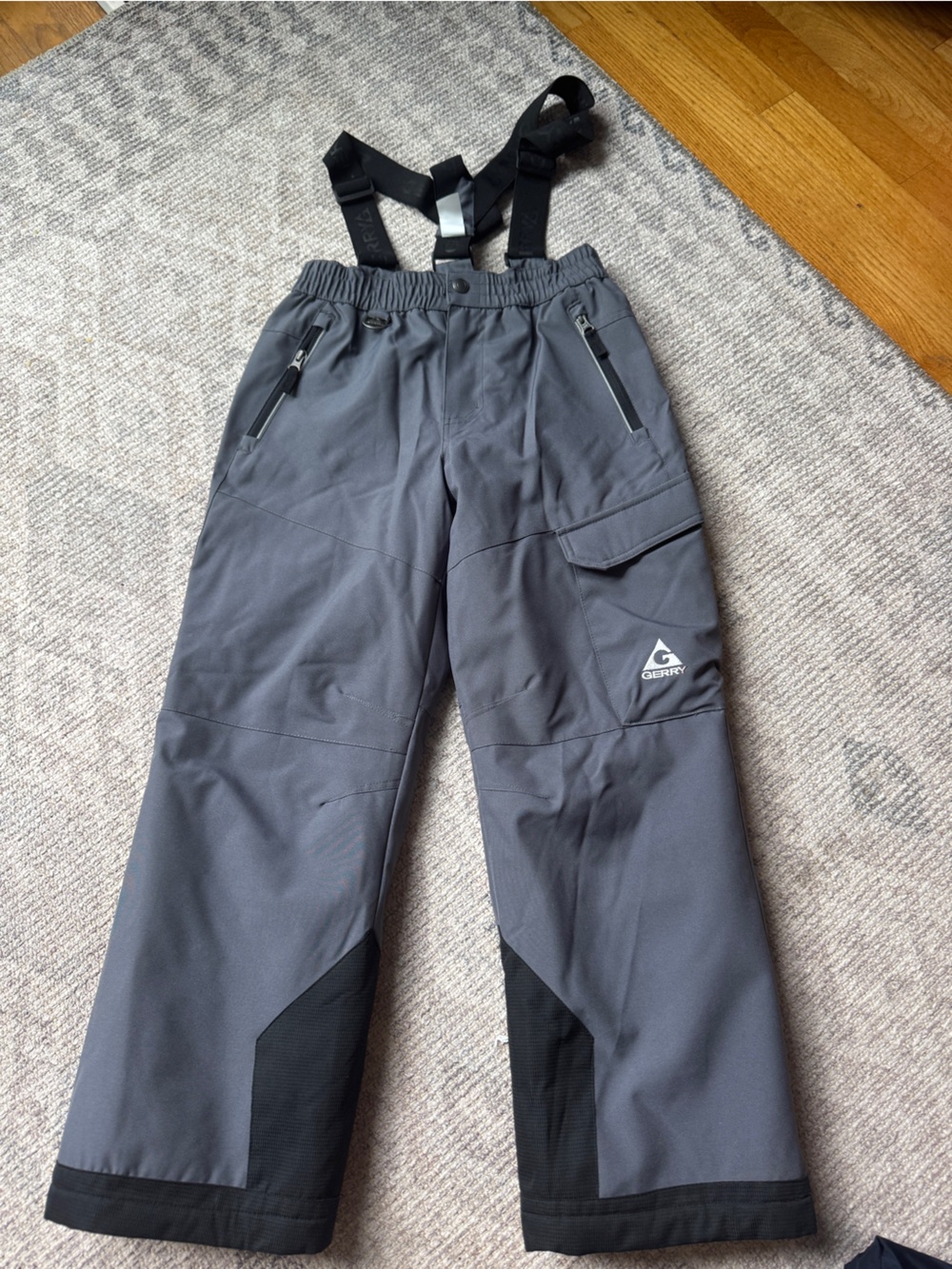 Gerry Weber Kids Gray Snow Pants with Black Accents and Suspenders